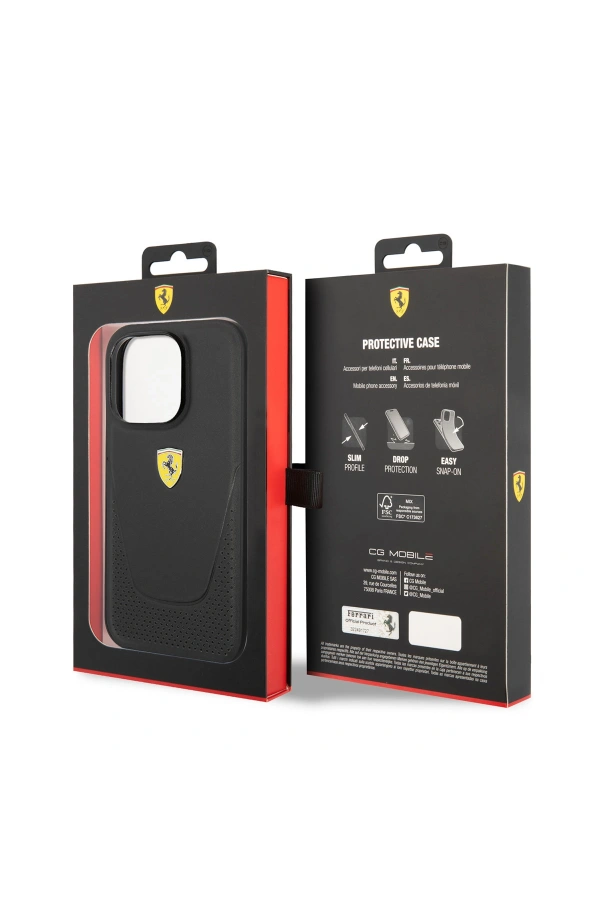 Apple iPhone 14 Pro Max Kılıf Ferrari Deri Delikli Dizayn Kapak