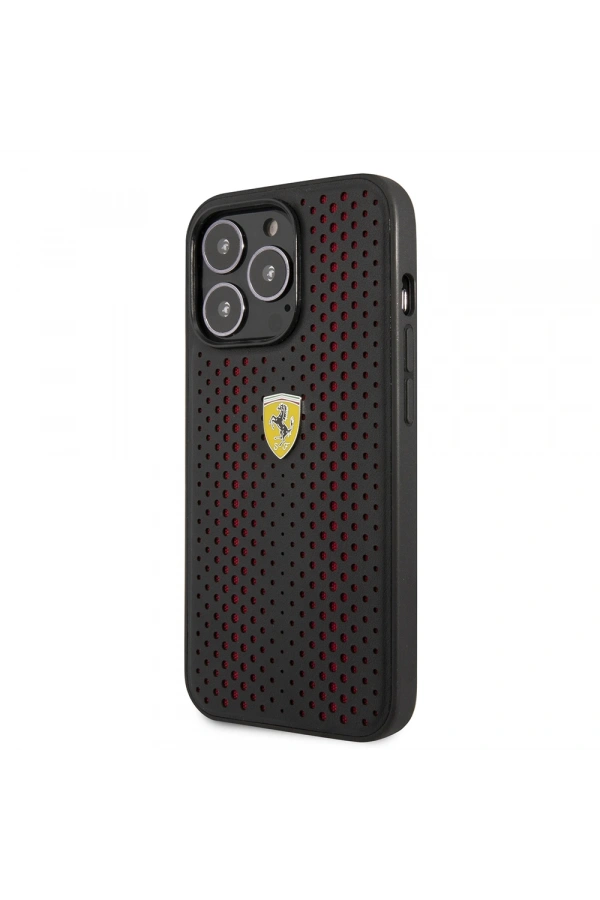 Apple iPhone 14 Pro Max Kılıf Ferrari Deri Sarı Noktalı Dizayn Kapak