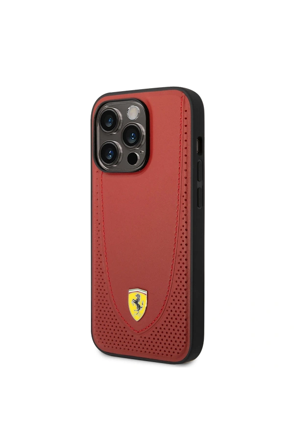 Apple iPhone 14 Pro Max Kılıf Ferrari M-safe Şarj Özellikli Deri Delikli Dikişli Dizayn Kapak