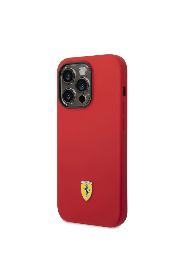 Apple iPhone 14 Pro Max Kılıf Ferrari M-safe Şarj Özellikli Silikon Metal Logo Dizayn Kapak