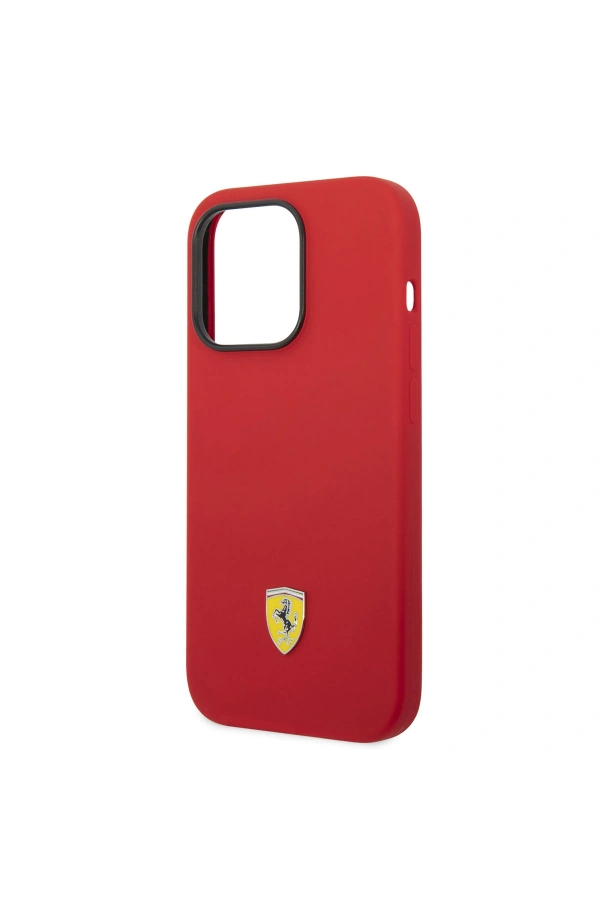 Apple iPhone 14 Pro Max Kılıf Ferrari M-safe Şarj Özellikli Silikon Metal Logo Dizayn Kapak
