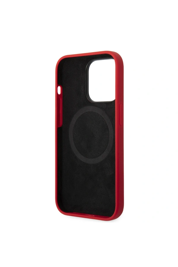 Apple iPhone 14 Pro Max Kılıf Ferrari M-safe Şarj Özellikli Silikon Metal Logo Dizayn Kapak