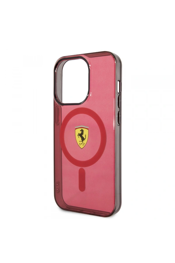 Apple iPhone 14 Pro Max Kılıf Ferrari M-safe Şarj Özellikli Yarı Transparan Dizayn Kapak