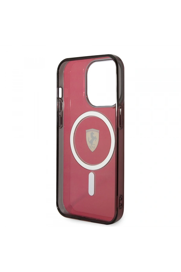 Apple iPhone 14 Pro Max Kılıf Ferrari M-safe Şarj Özellikli Yarı Transparan Dizayn Kapak