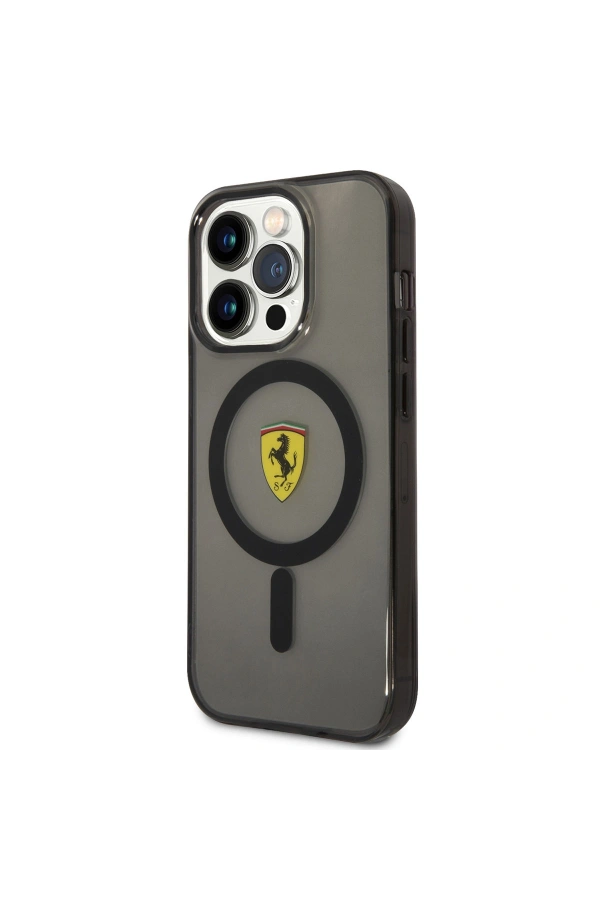 Apple iPhone 14 Pro Max Kılıf Ferrari M-safe Şarj Özellikli Yarı Transparan Dizayn Kapak