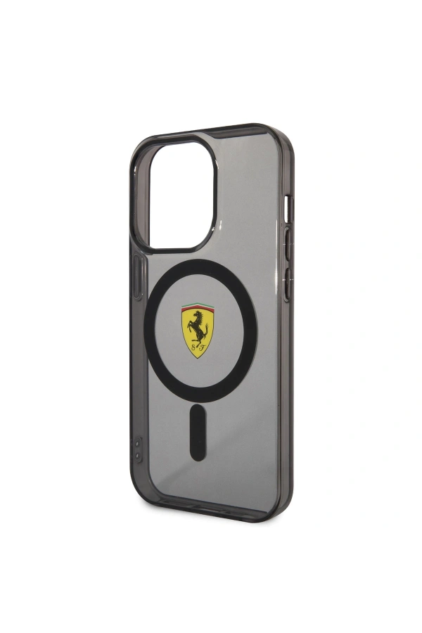 Apple iPhone 14 Pro Max Kılıf Ferrari M-safe Şarj Özellikli Yarı Transparan Dizayn Kapak