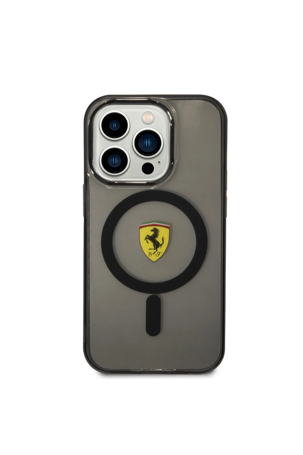 Apple iPhone 14 Pro Max Kılıf Ferrari M-safe Şarj Özellikli Yarı Transparan Dizayn Kapak