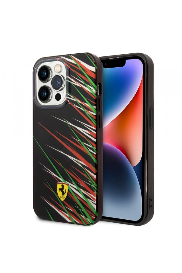 Apple iPhone 14 Pro Max Kılıf Ferrari Orjinal Lisanslı Baskı Logolu Çimen Desenli Kapak