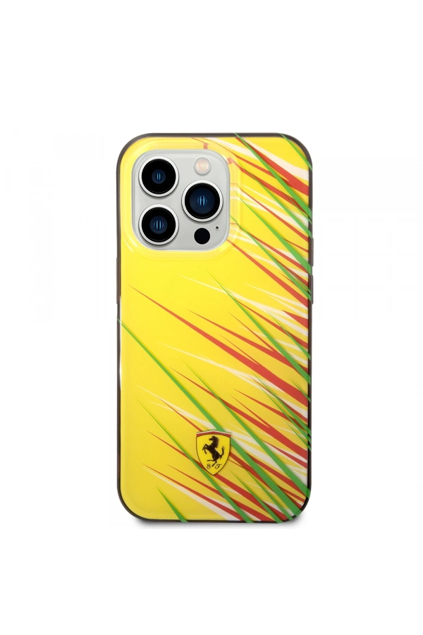 Apple iPhone 14 Pro Max Kılıf Ferrari Orjinal Lisanslı Baskı Logolu Çimen Desenli Kapak