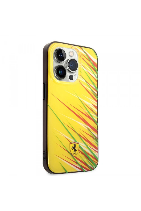 Apple iPhone 14 Pro Max Kılıf Ferrari Orjinal Lisanslı Baskı Logolu Çimen Desenli Kapak