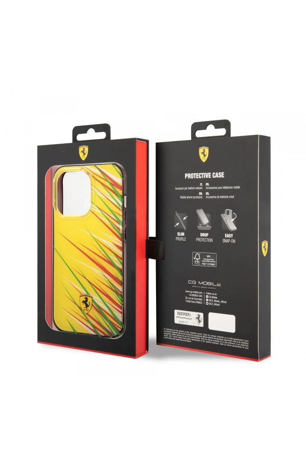 Apple iPhone 14 Pro Max Kılıf Ferrari Orjinal Lisanslı Baskı Logolu Çimen Desenli Kapak