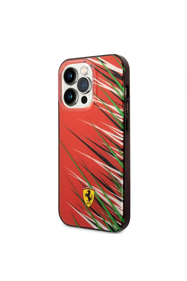 Apple iPhone 14 Pro Max Kılıf Ferrari Orjinal Lisanslı Baskı Logolu Çimen Desenli Kapak