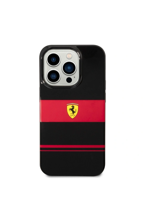 Apple iPhone 14 Pro Max Kılıf Ferrari Orjinal Lisanslı M-safe Şarj Özellikli Yatay Çizgili Dizayn Kapak