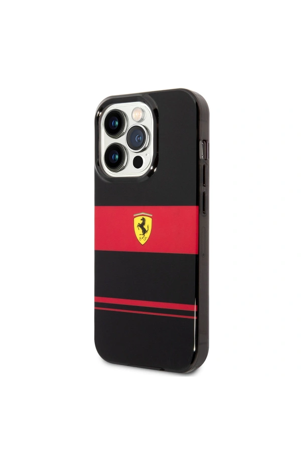 Apple iPhone 14 Pro Max Kılıf Ferrari Orjinal Lisanslı M-safe Şarj Özellikli Yatay Çizgili Dizayn Kapak