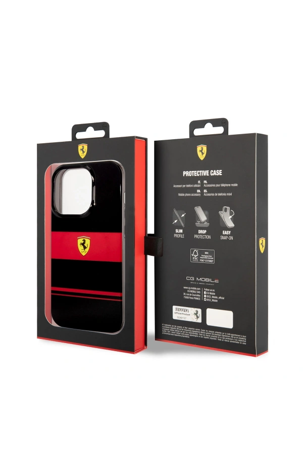 Apple iPhone 14 Pro Max Kılıf Ferrari Orjinal Lisanslı M-safe Şarj Özellikli Yatay Çizgili Dizayn Kapak