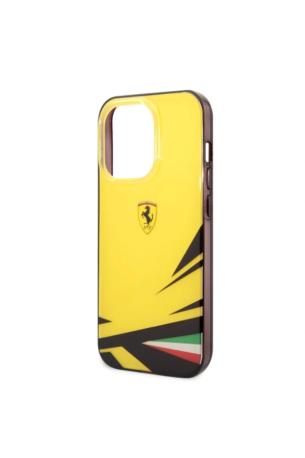 Apple iPhone 14 Pro Max Kılıf Ferrari Sarı İtalyan Bayrak Baskılı Dizayn Kapak