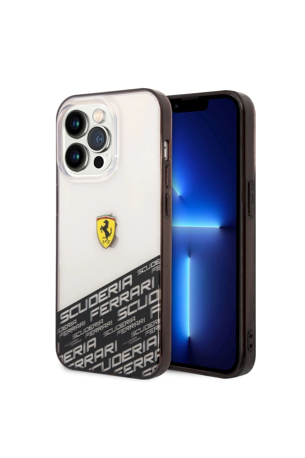 Apple iPhone 14 Pro Max Kılıf Ferrari Transparan Alt Kısım Baskılı Dizayn Kapak