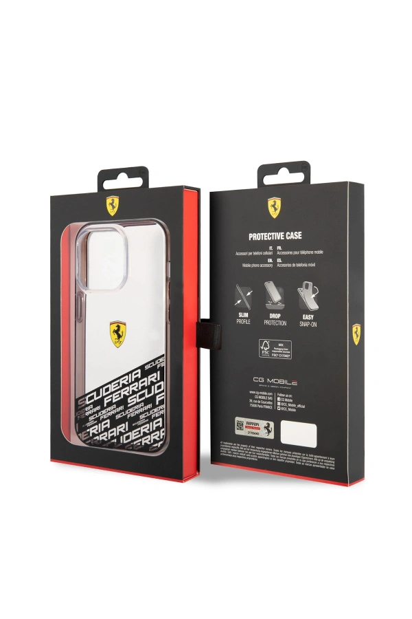 Apple iPhone 14 Pro Max Kılıf Ferrari Transparan Alt Kısım Baskılı Dizayn Kapak