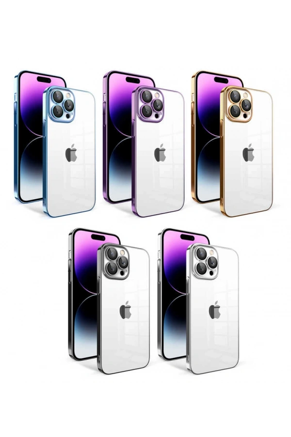 Apple iPhone 14 Pro Max Kılıf Kamera Korumalı Renkli Çerçeveli Zore Garaj Kapak