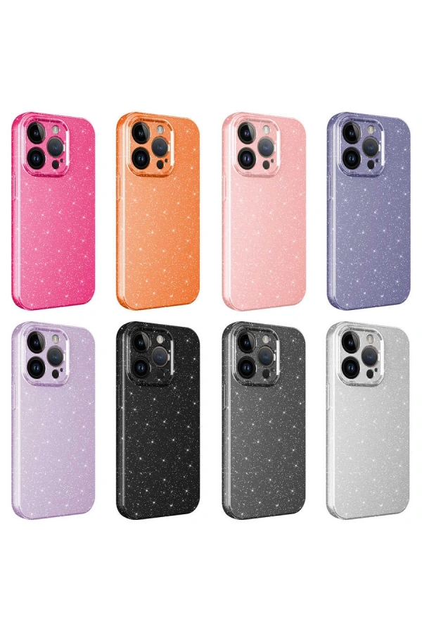 Apple iPhone 14 Pro Max Kılıf Kamera Korumalı Simli Lüks Zore Koton Kapak