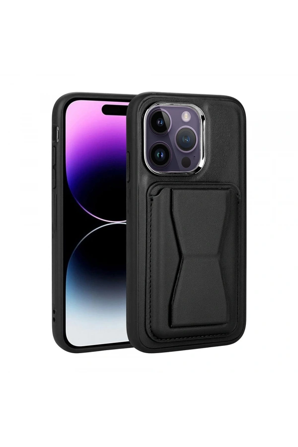 Apple iPhone 14 Pro Max Kılıf Kartlıklı Standlı ​Pu Deri Zore Memo Kapak