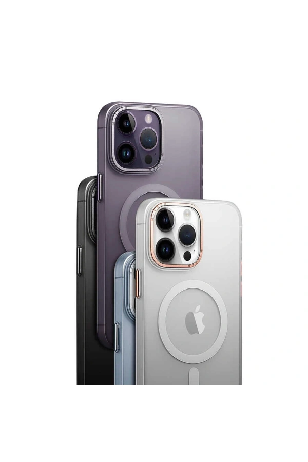 Apple iPhone 14 Pro Max Kılıf M-safe Şarj Özellikli Buzlu Sert PC Zore Tuval Kapak
