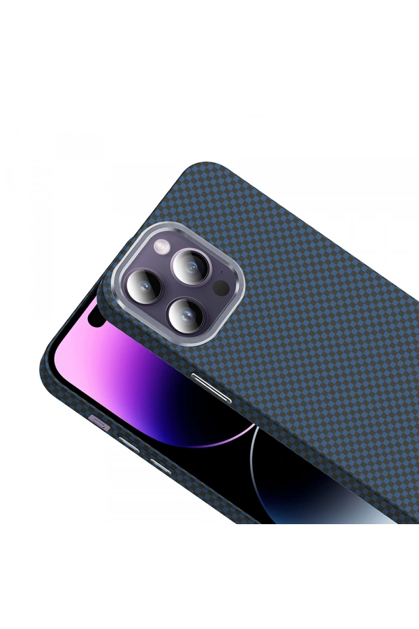 Apple iPhone 14 Pro Max Kılıf M-safe Şarj Özellikli Karbon Fiber Görünümlü Zore Gros Kapak