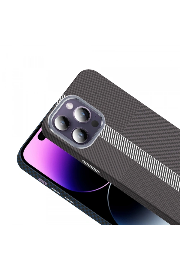 Apple iPhone 14 Pro Max Kılıf M-safe Şarj Özellikli Karbon Fiber Görünümlü Zore Gros Kapak