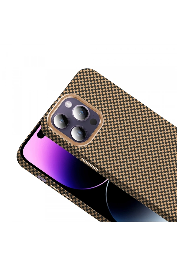 Apple iPhone 14 Pro Max Kılıf M-safe Şarj Özellikli Karbon Fiber Görünümlü Zore Gros Kapak