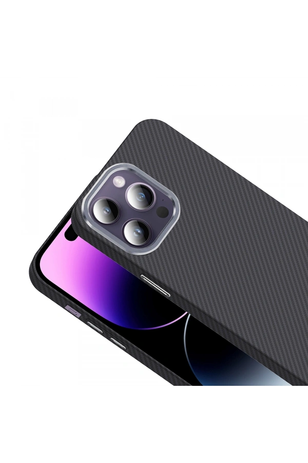 Apple iPhone 14 Pro Max Kılıf M-safe Şarj Özellikli Karbon Fiber Görünümlü Zore Gros Kapak