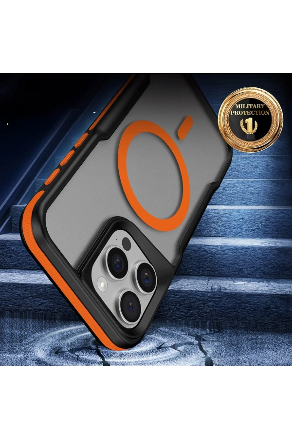Apple iPhone 14 Pro Max Kılıf M-safe Şarj Özellikli Renkli Kenar Airbag Şeritli Zore Lamer Kapak