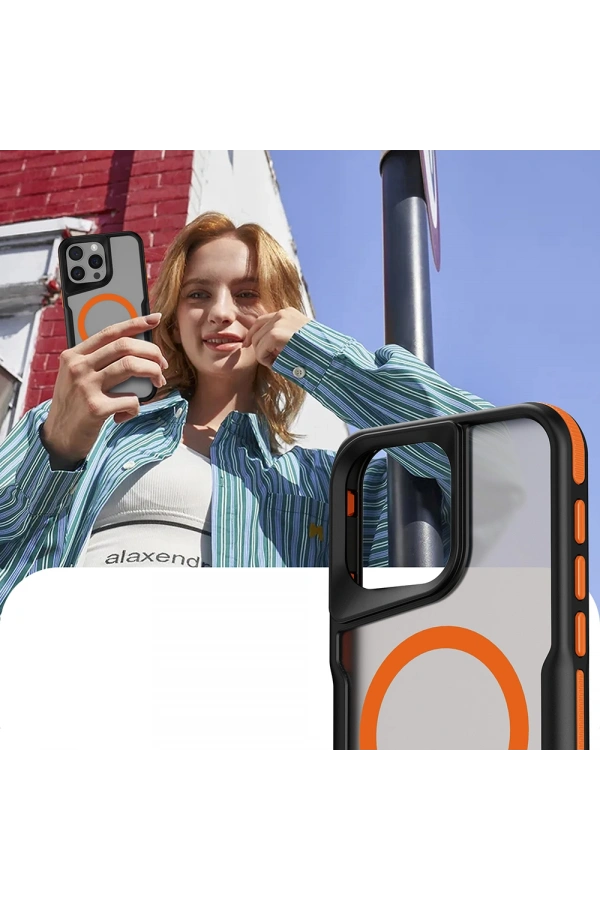 Apple iPhone 14 Pro Max Kılıf M-safe Şarj Özellikli Renkli Kenar Airbag Şeritli Zore Lamer Kapak