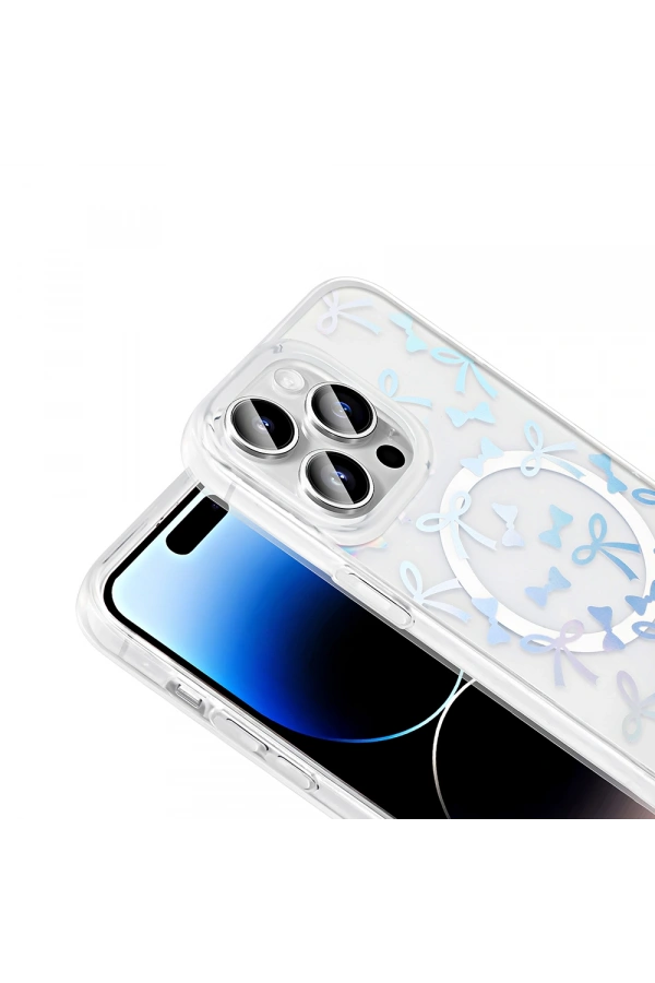 Apple iPhone 14 Pro Max Kılıf M-Safe Şarj Özellikli Şeffaf Zore Folk Sert Kapak