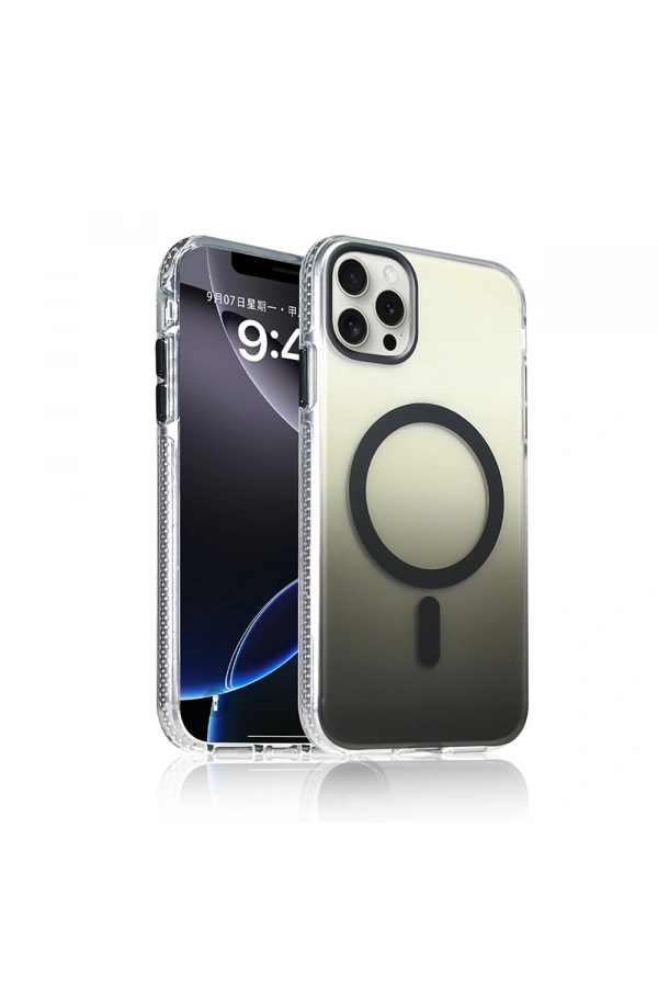 Apple iPhone 14 Pro Max Kılıf M-safe Şarj Özellikli Transparan Renk Geçişli Zore Toros Kapak
