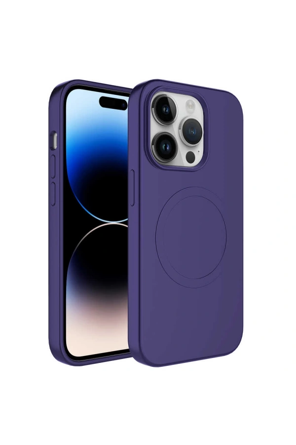 Apple iPhone 14 Pro Max Kılıf M-safe Wireless Şarj Özellikli Pastel Renk Silikon Zore Plas Kapak