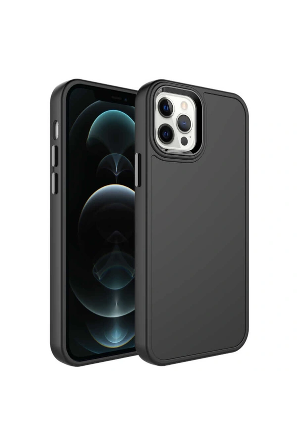 Apple iPhone 14 Pro Max Kılıf Metal Çerçeve ve Buton Tasarımlı Sert Zore Botox Kapak