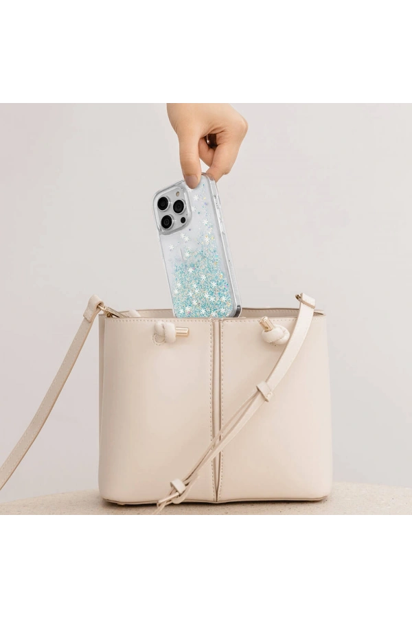 Apple iPhone 14 Pro Max Kılıf Parlayan Simli Şeffaf Lisanslı Switcheasy Starfield Kapak