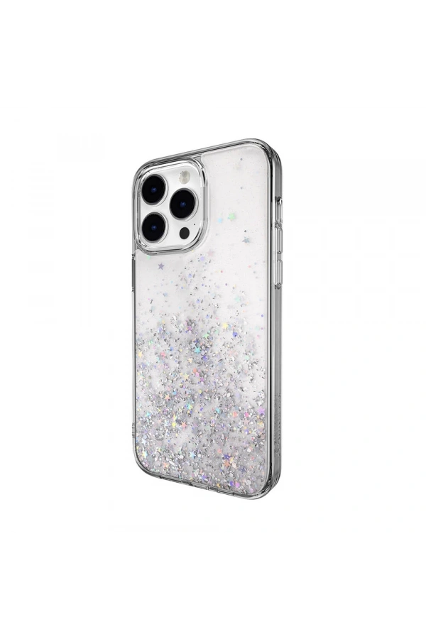 Apple iPhone 14 Pro Max Kılıf Parlayan Simli Şeffaf Lisanslı Switcheasy Starfield Kapak