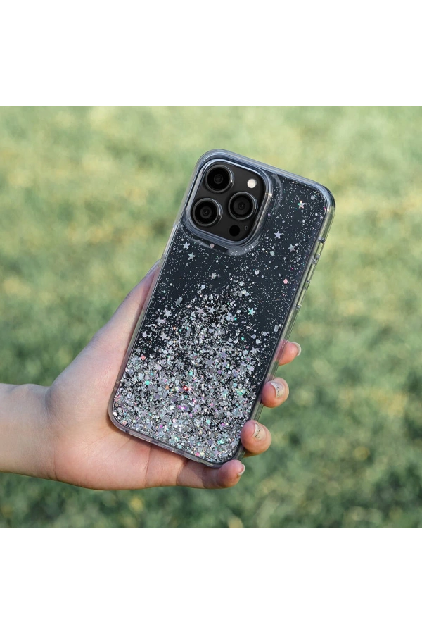 Apple iPhone 14 Pro Max Kılıf Parlayan Simli Şeffaf Lisanslı Switcheasy Starfield Kapak