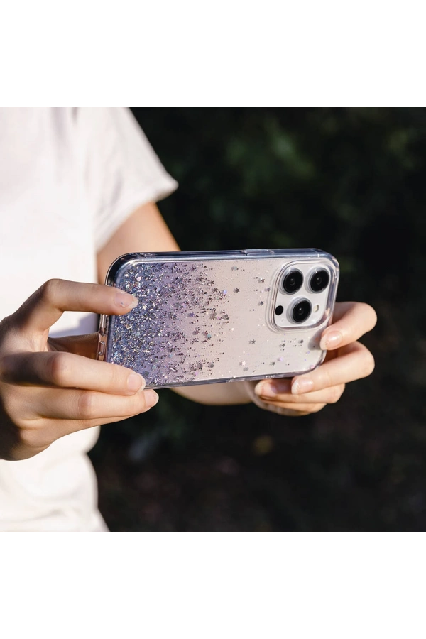 Apple iPhone 14 Pro Max Kılıf Parlayan Simli Şeffaf Lisanslı Switcheasy Starfield Kapak
