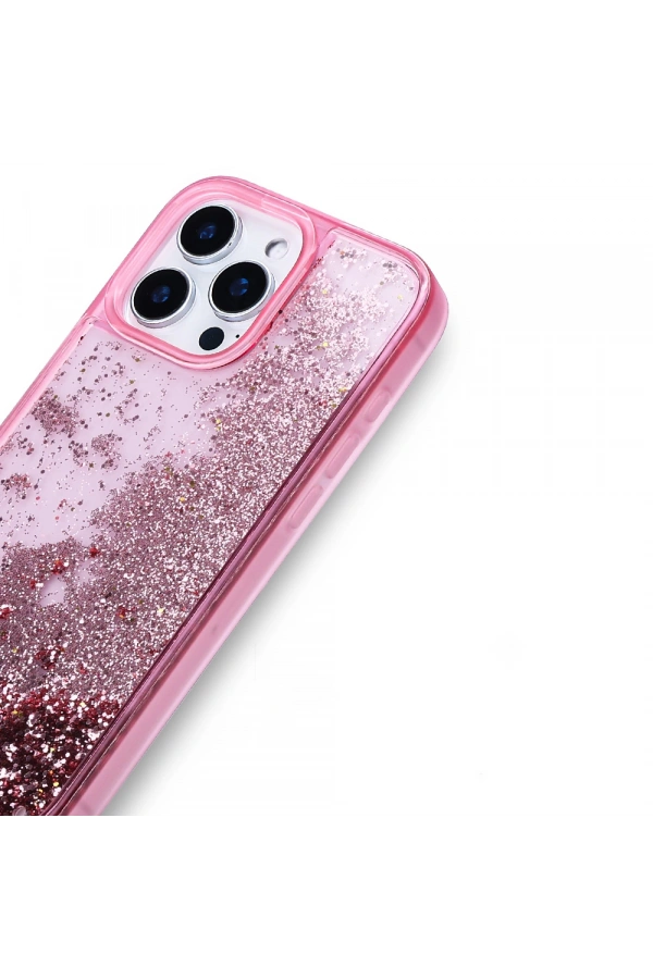 Apple iPhone 14 Pro Max Kılıf Sıvılı Simli Şeffaf Arka Yüzey Zore Keto Silikon Kapak