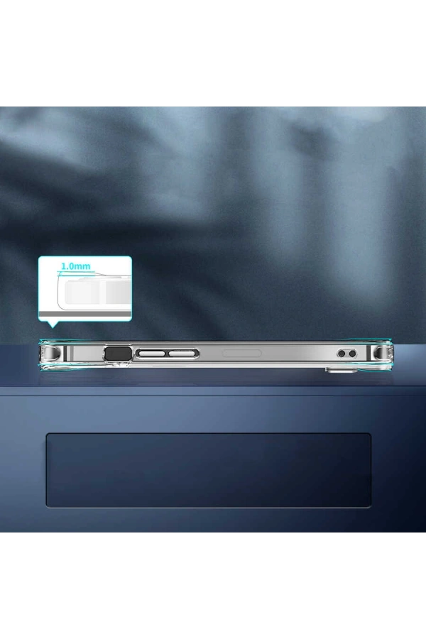 Apple iPhone 14 Pro Max Kılıf Standlı Şeffaf Silikon Zore L-Stand Kapak