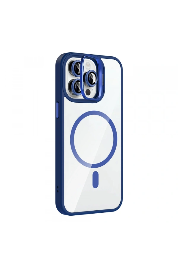 Apple iPhone 14 Pro Max Kılıf Standlı ve Kamera Lens Hediyeli M-Safe Şarj Özellikli Zore Etro Kapak