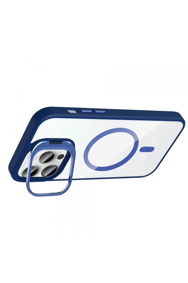 Apple iPhone 14 Pro Max Kılıf Standlı ve Kamera Lens Hediyeli M-Safe Şarj Özellikli Zore Etro Kapak