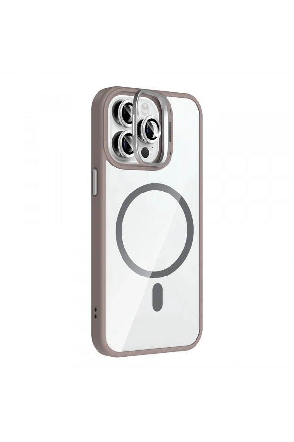 Apple iPhone 14 Pro Max Kılıf Standlı ve Kamera Lens Hediyeli M-Safe Şarj Özellikli Zore Etro Kapak