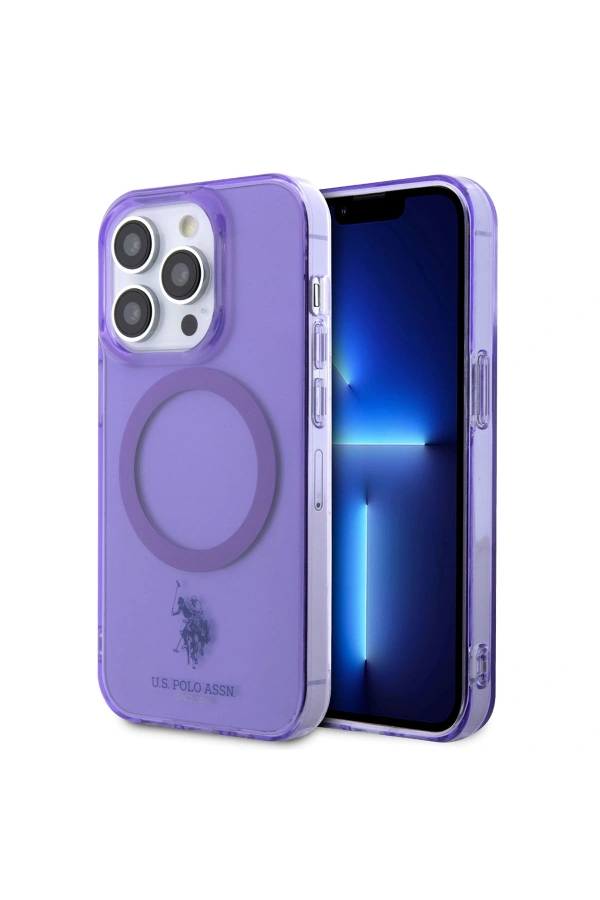 Apple iPhone 14 Pro Max Kılıf U.S. POLO ASSN. M-safe Şarj Özellikli Transparan Tasarım Kapak