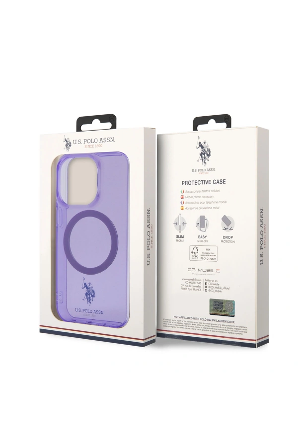 Apple iPhone 14 Pro Max Kılıf U.S. POLO ASSN. M-safe Şarj Özellikli Transparan Tasarım Kapak
