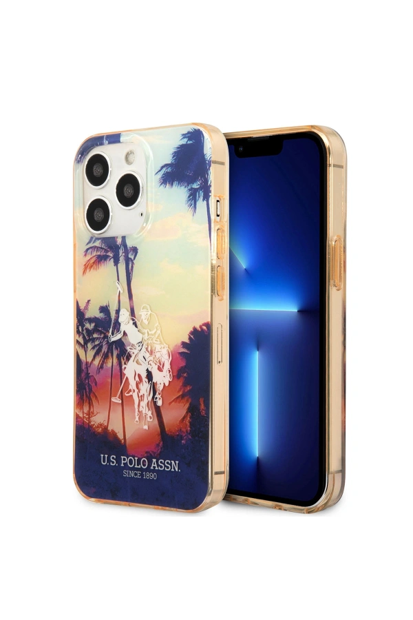 Apple iPhone 14 Pro Max Kılıf U.S. POLO ASSN. Renkli Ağaç Baskılı Dizayn Kapak