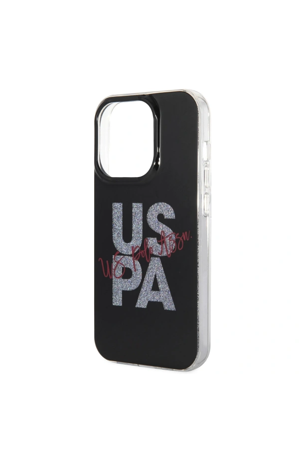 Apple iPhone 14 Pro Max Kılıf U.S. POLO ASSN. Simli Parlak Alfabe Tasarım Kapak