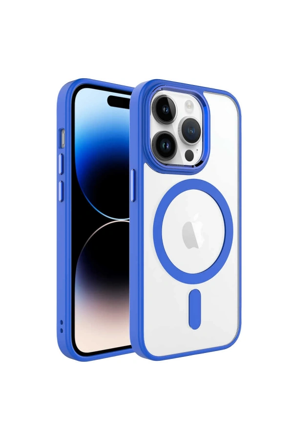 Apple iPhone 14 Pro Max Kılıf Wireless Şarj Özellikli Zore Krom M-safe Silikon Kapak